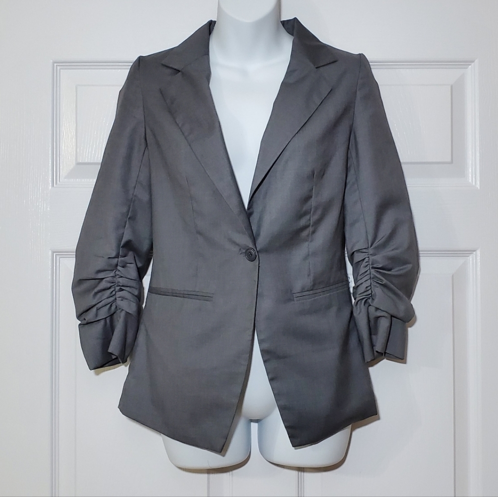 Gray / Grey cinched sleeve blazer